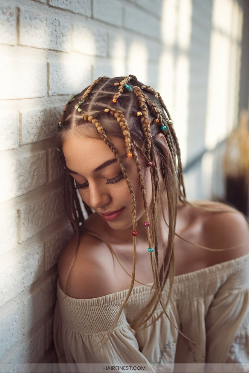 8 Micro Boho Braids With Beads