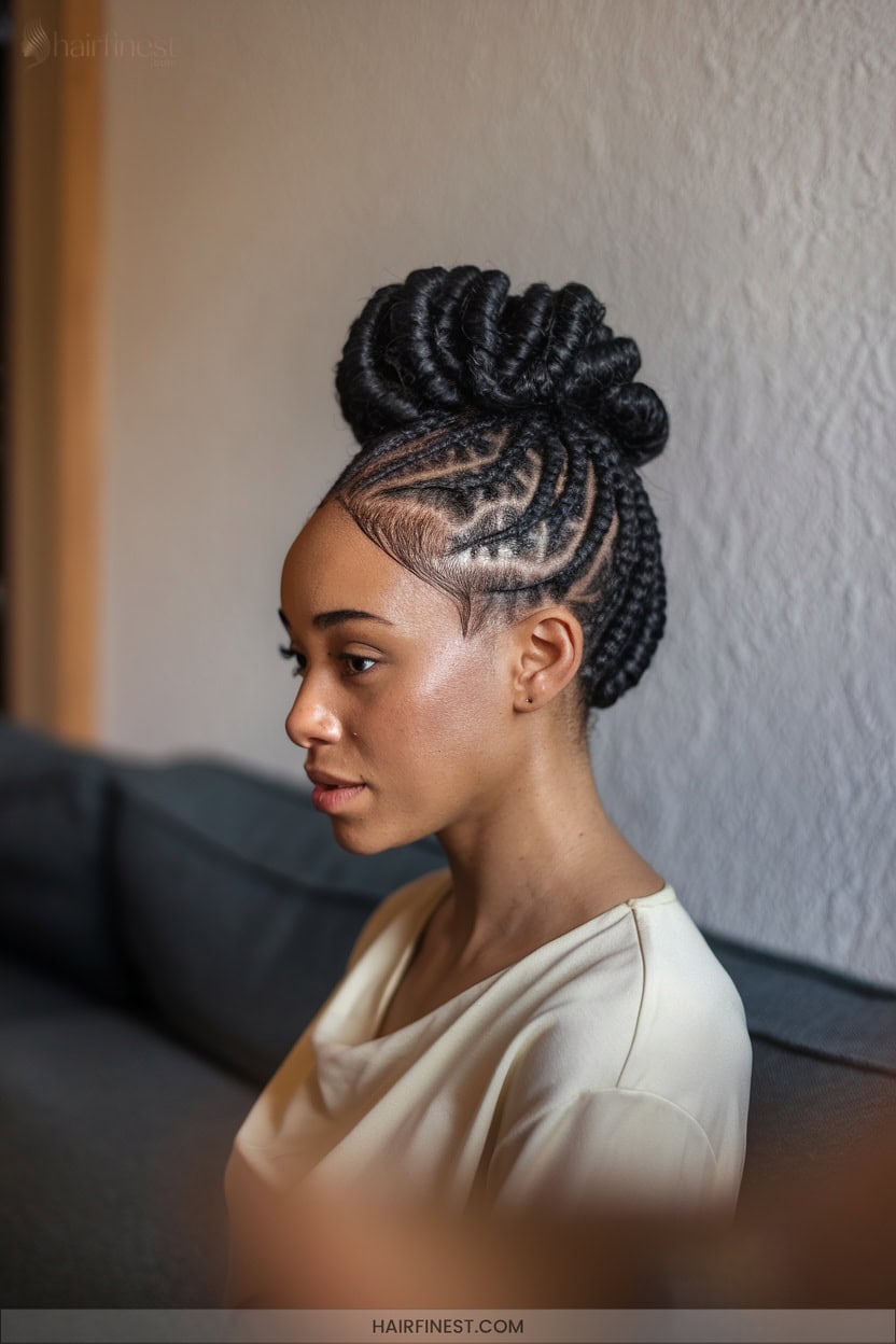 9 Afro Flat Twist And Cornrow Updo
