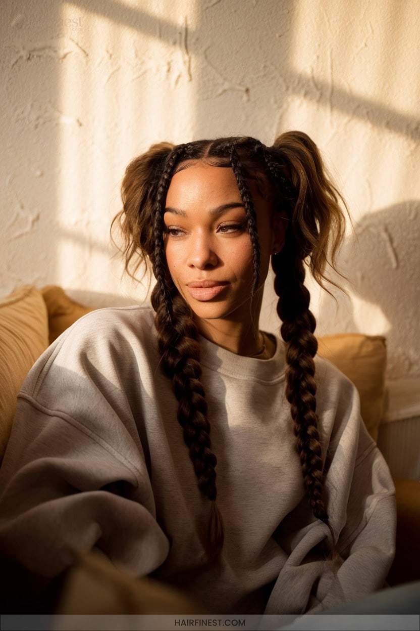 9 Chunky Braided Ponytails