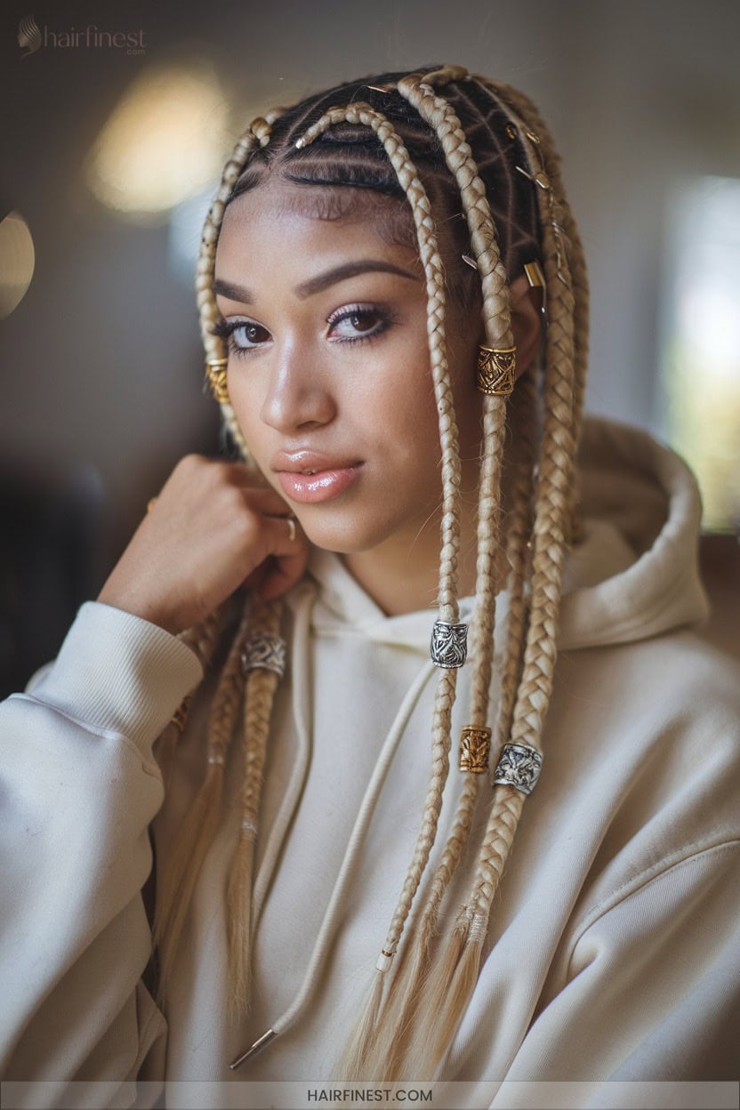9 Cornrows With Beads And Cuffs
