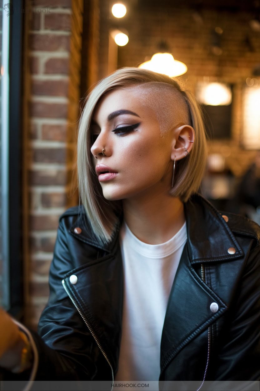 4 Side Shaved Bob With Dramatic Front Locks