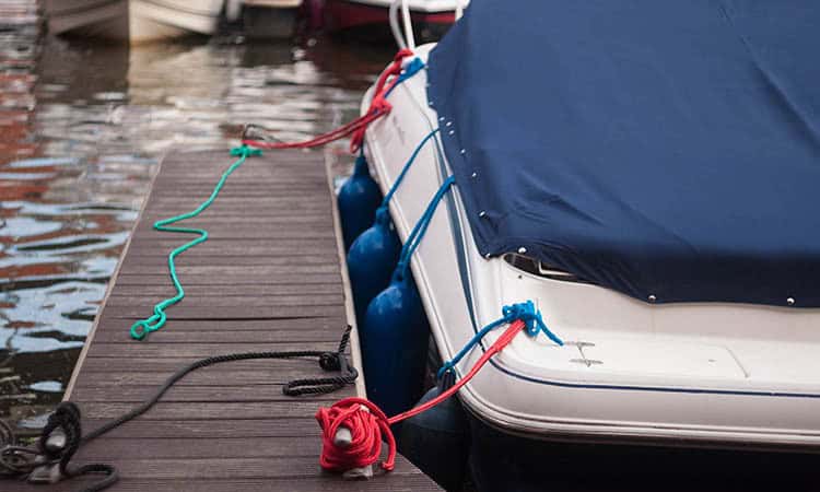 Boating and marine gear at Hall's Sport Center dock, highlighting quality watercraft accessories.