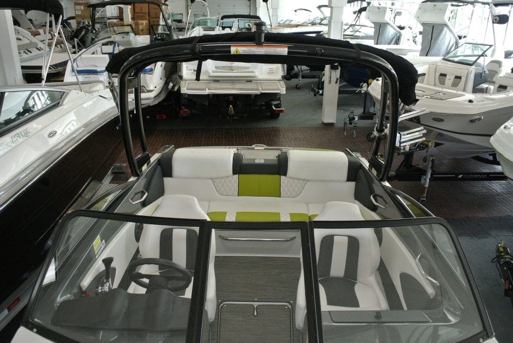 Boat display at Hall's Sport Center showcasing premium recreational boats and watercrafts.