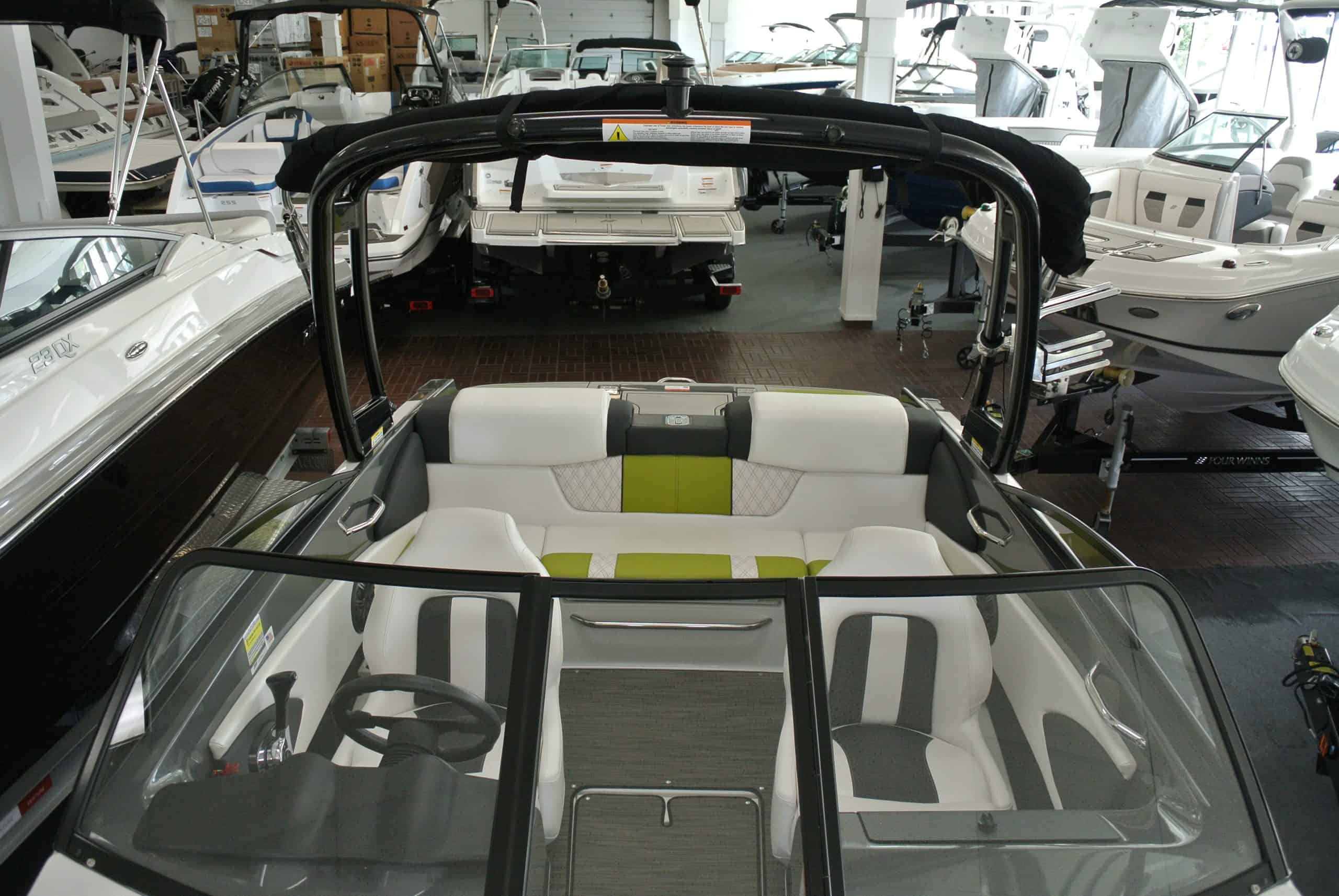 Boat display at Hall's Sport Center showcasing premium recreational boats and watercrafts.