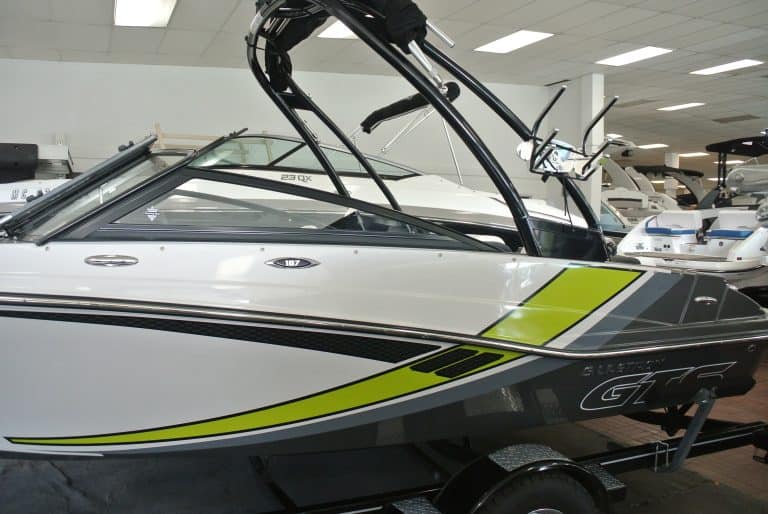 High-performance speedboat with sleek design, ideal for water sports and recreational boating.