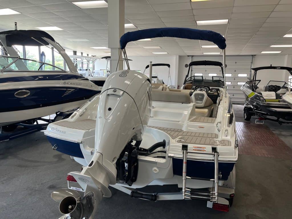 High-quality boats at Hall's Sport Center, including pontoons and fishing boats.