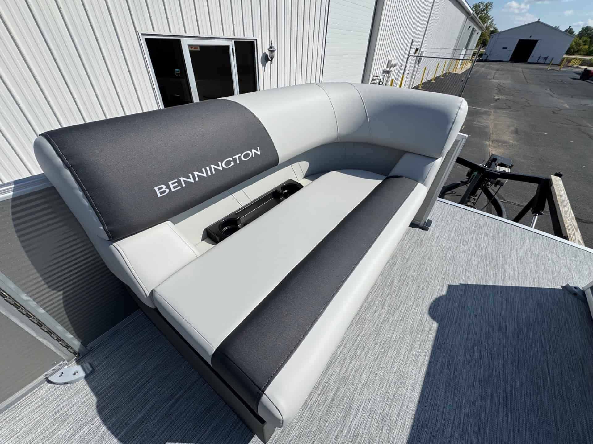 Bennington boat seating at Hall's Sport Center, ideal for watercraft enthusiasts.
