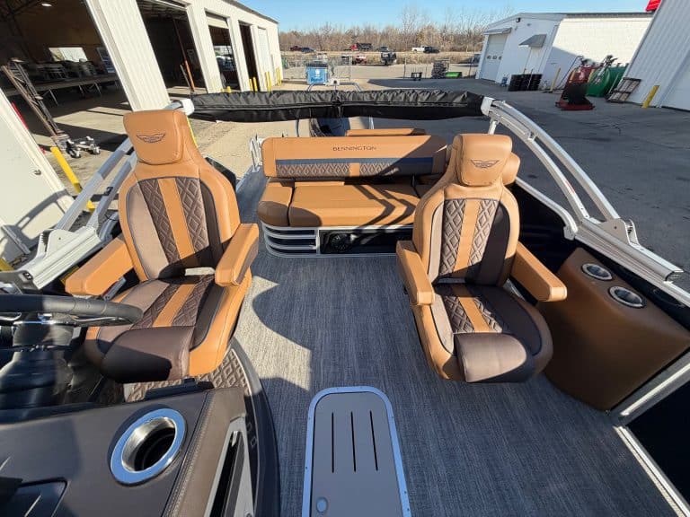 Bennington 22 MSB pontoon boat for sale at Hall's Sport Center.