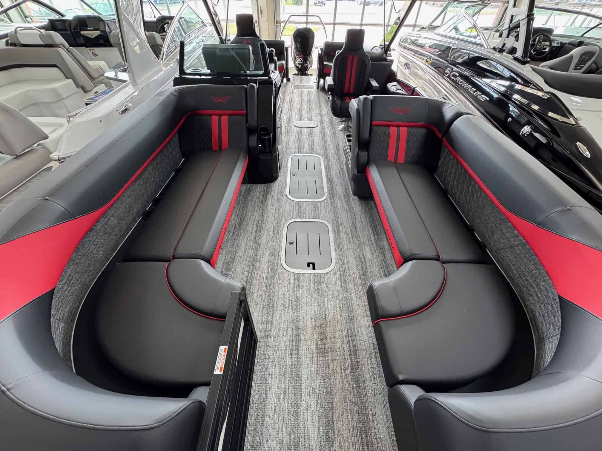 Bennington 24 MFB pontoon boat interior with spacious seating.
