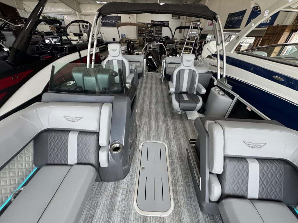 Bennington 24 MFB luxury pontoon boat for sale at Hall's Sport Center.