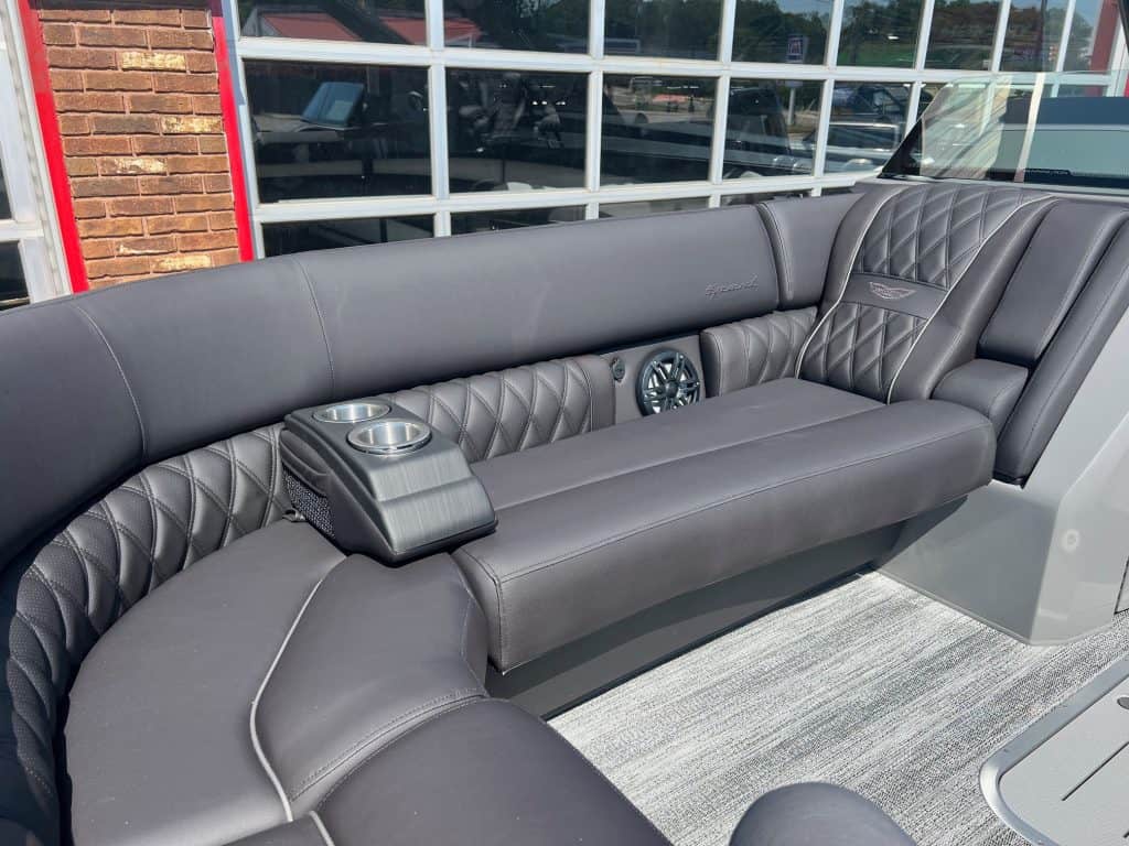 Comfortable lounge seat at Hall's Sport Center for boat enthusiasts.