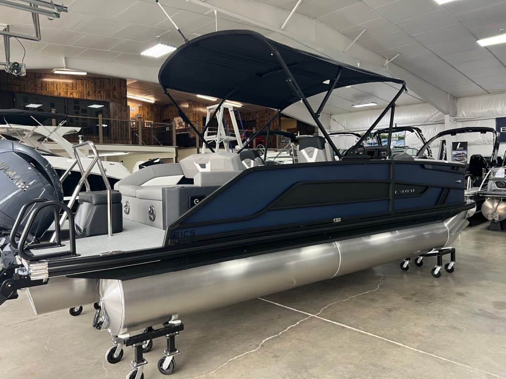 Luxury pontoon boat for sale at Hall's Sport Center.