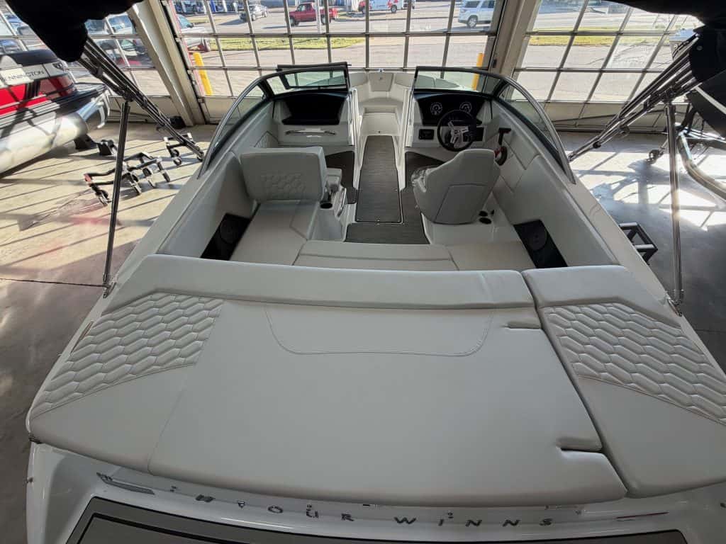 Luxury boat interior at Hall's Sport Center.