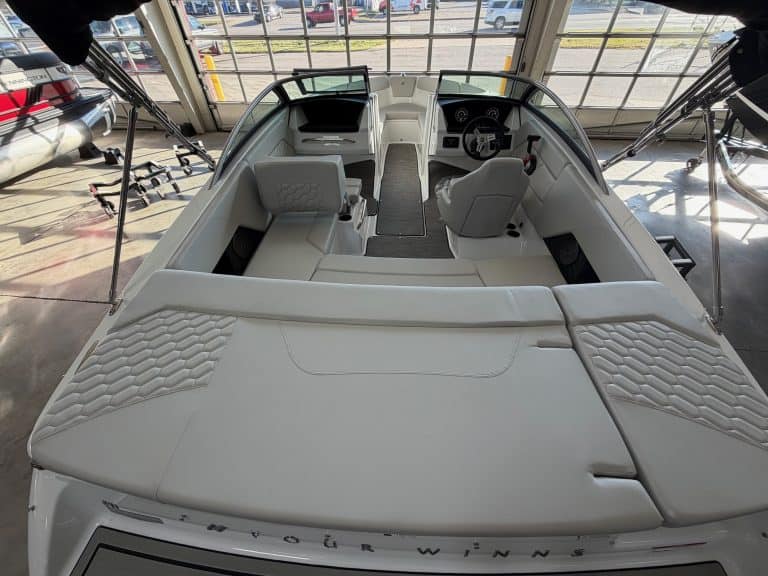 Luxury boat interior at Hall's Sport Center.