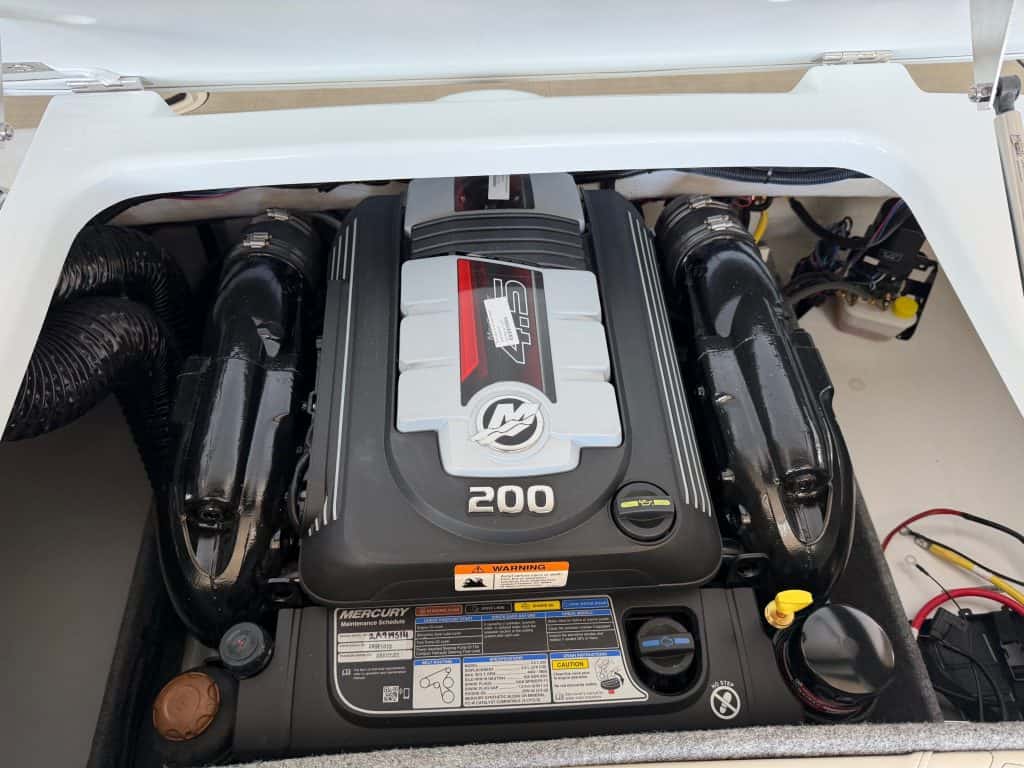 High-performance boat engine at Hall's Sport Center.