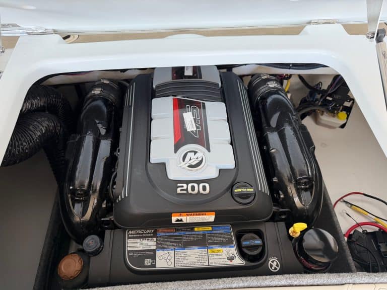 High-performance boat engine at Hall's Sport Center.