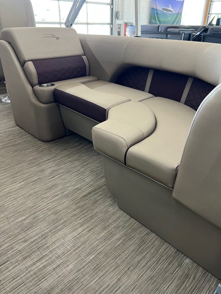 Luxury boat lounge seating at Hall's Sport Center.