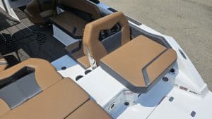 Scarab 235 ID boat with sleek design and premium seating. Perfect for water sports and leisure at Ha.