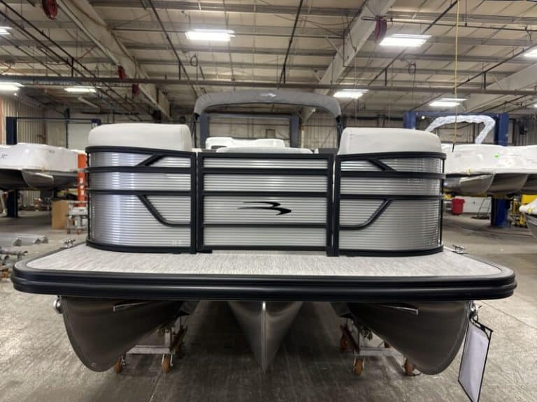 Bennington 22 S1SB pontoon boat at Hall's Sport Center showroom.