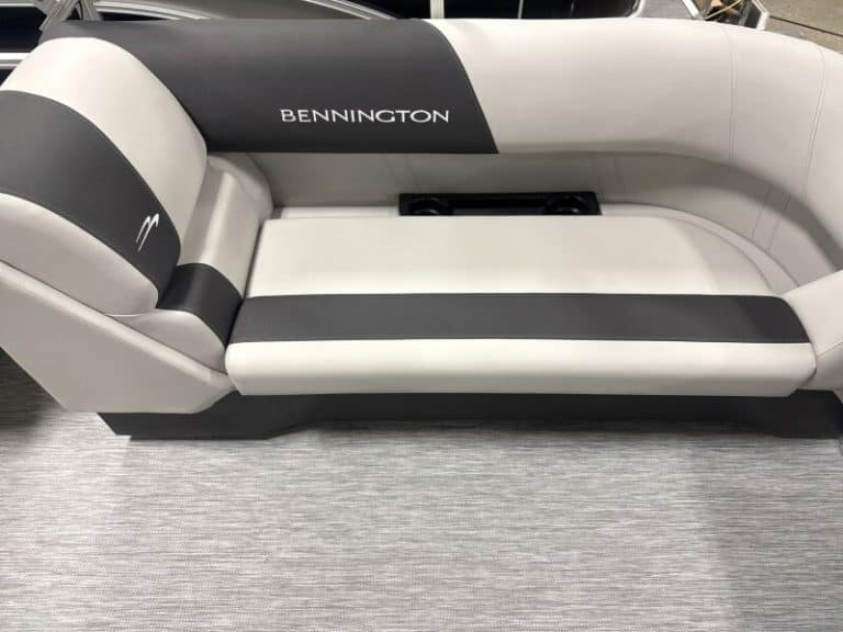 Bennington 22 SSR pontoon boat displayed at Hall's Sport Center.