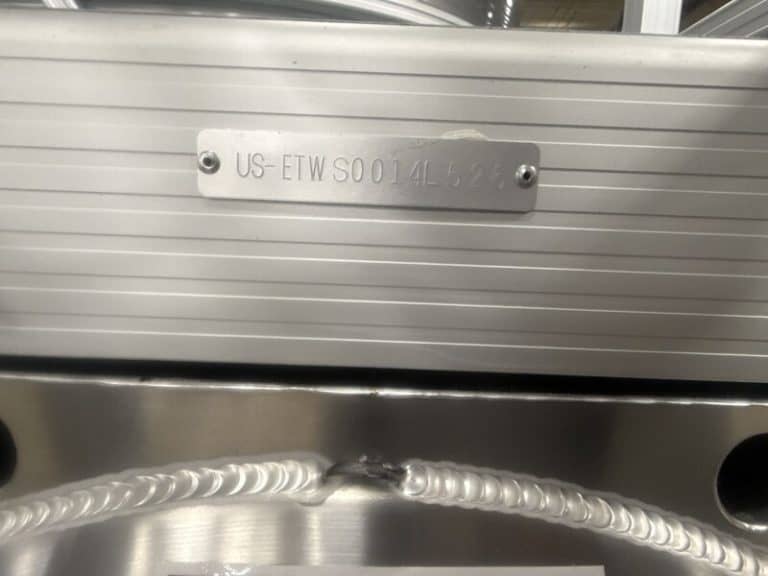 Bennington 22 SSR boat identification plate close-up.