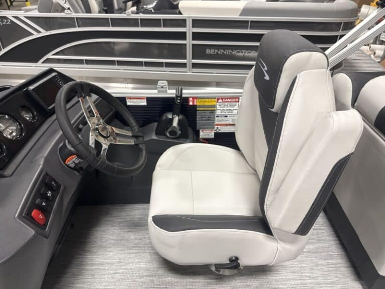 Interior view of the Bennington 22 SSR boat at Hall's Sport Center.