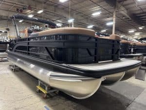 Bennington 23 SSB pontoon boat at Hall's Sport Center showroom.