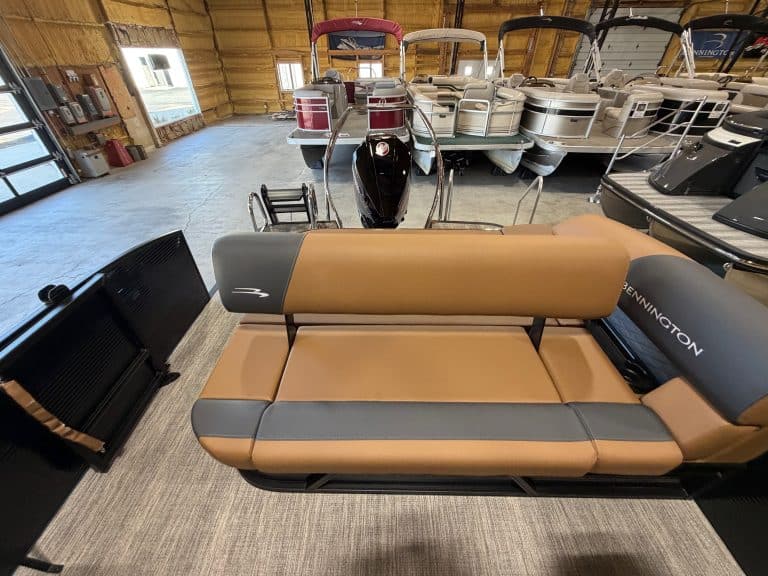 Pontoon boat at Hall's Sport Center, ideal for family outings and water adventures.