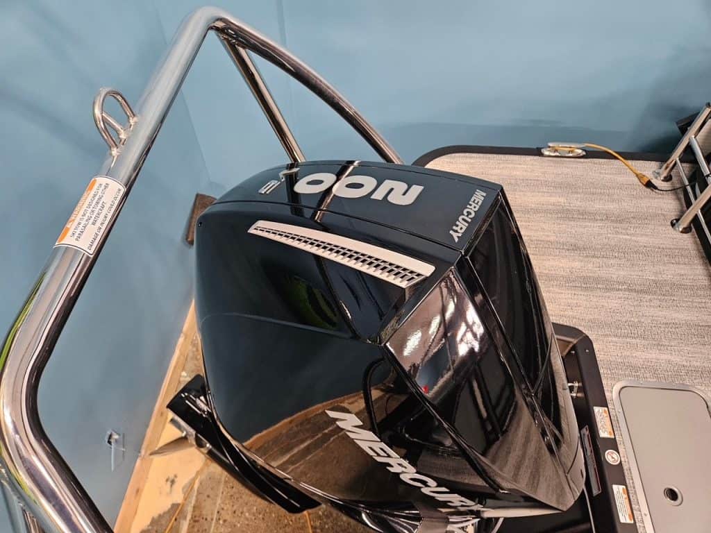 Bennington 22 MSB pontoon boat displayed at Hall's Sport Center.