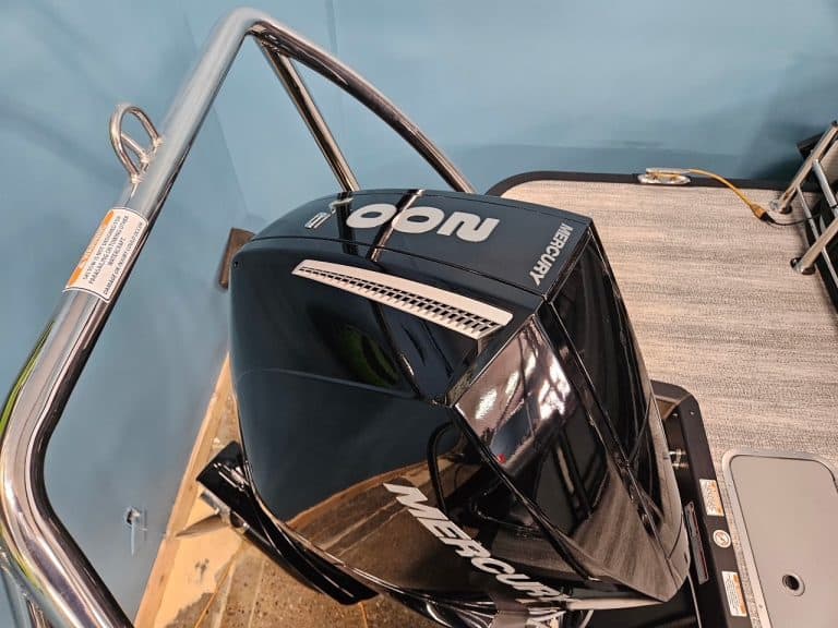 Bennington 22 MSB pontoon boat displayed at Hall's Sport Center.