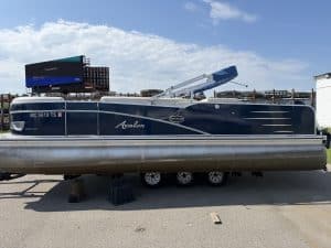 Boat rental Avalon pontoon boat at Hall's Sport Center, perfect for lake outings and water fun.