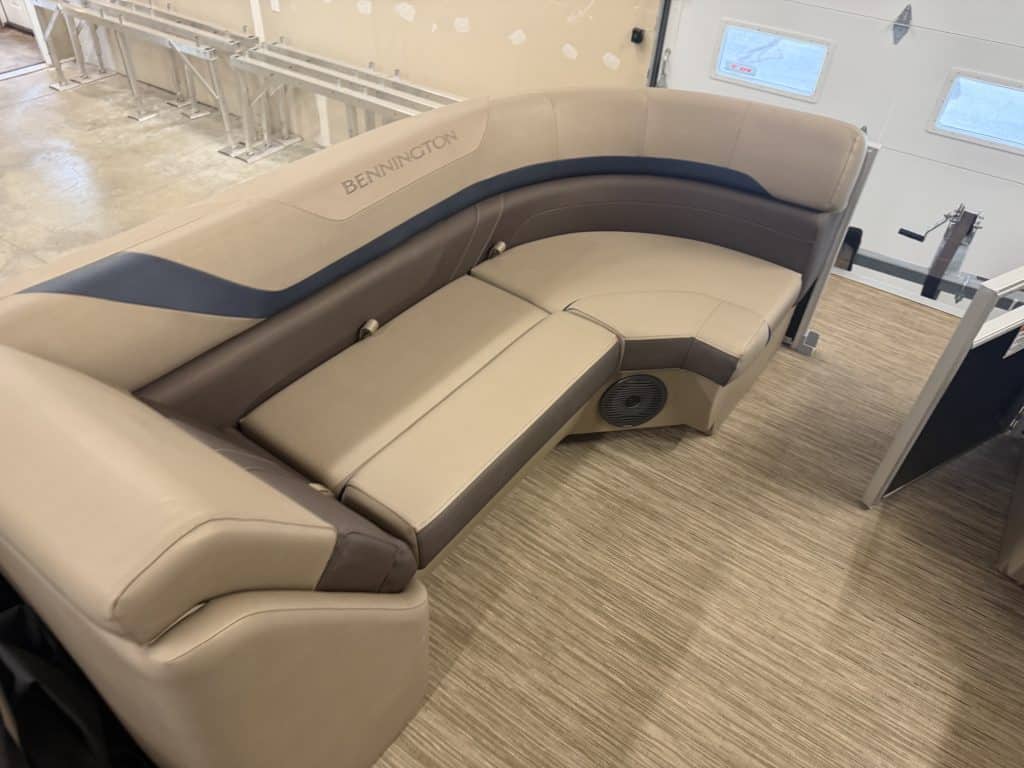 Comfortable boat seating area at Hall's Sport Center.