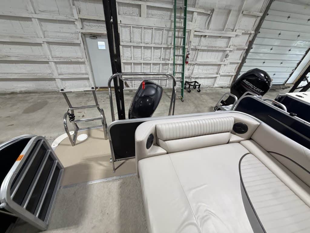 Berkshire 223 SLX boat inside Hall's Sport Center showroom.