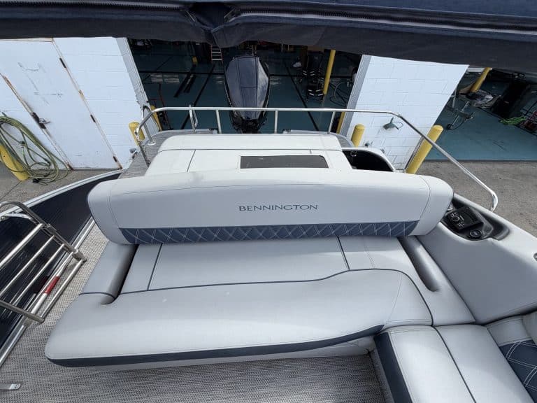 Bennington 25QSB pontoon boat at Hall's Sport Center for sale or display.