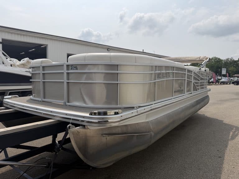 Bennington 2275 RL pontoon boat at Hall's Sport Center.