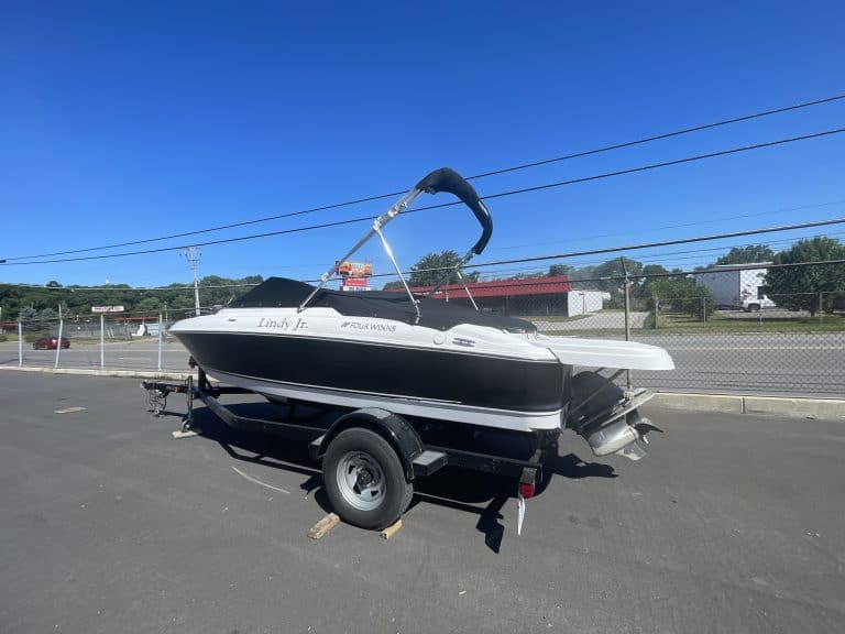 2011 Four Winns 180H boat on trailer at Hall's Sport Center.