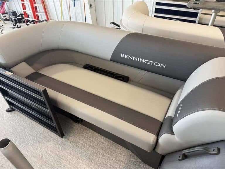 Bennington boat seating with comfortable cushions at Hall's Sport Center.
