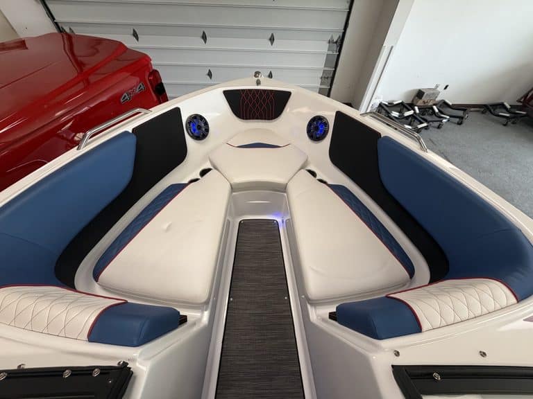Modern Glastron GX215 boat with seating at Hall's Sport Center.