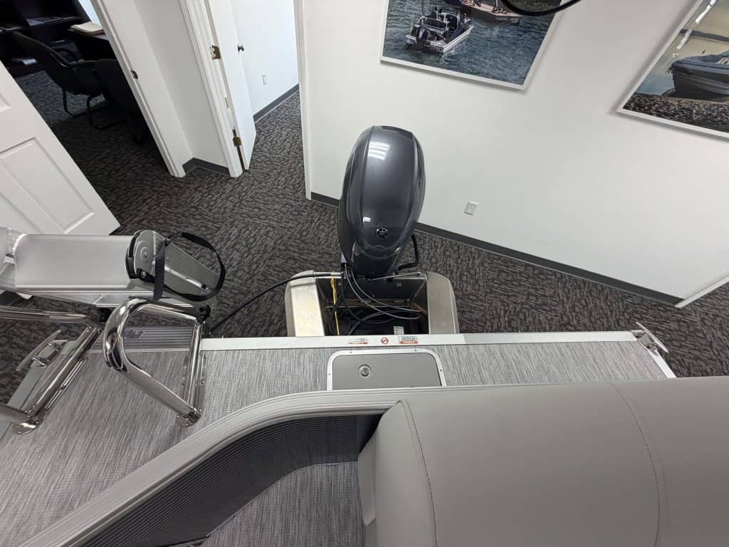 Bennington 20SL S1 boat displayed at Hall's Sport Center showroom.