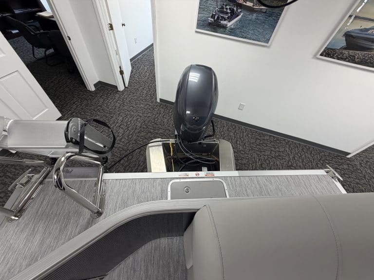 Bennington 20SL S1 boat displayed at Hall's Sport Center showroom.