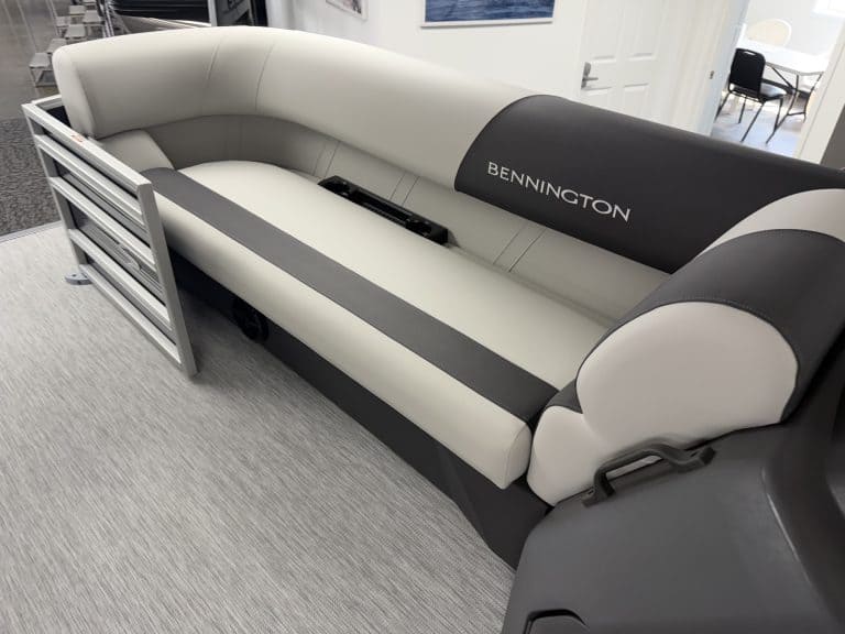 Bennington lounge sofa with black and white upholstery at Hall's Sport Center.