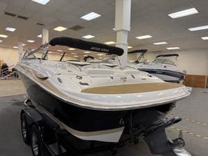 Luxury 2011 Four Winns 220 Horizon boat on display at Hall's Sport Center.
