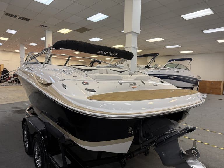 Luxury 2011 Four Winns 220 Horizon boat on display at Hall's Sport Center.