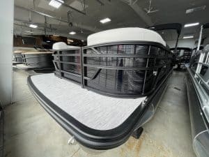Bennington 22 S1SR pontoon boat displayed at Hall's Sport Center.