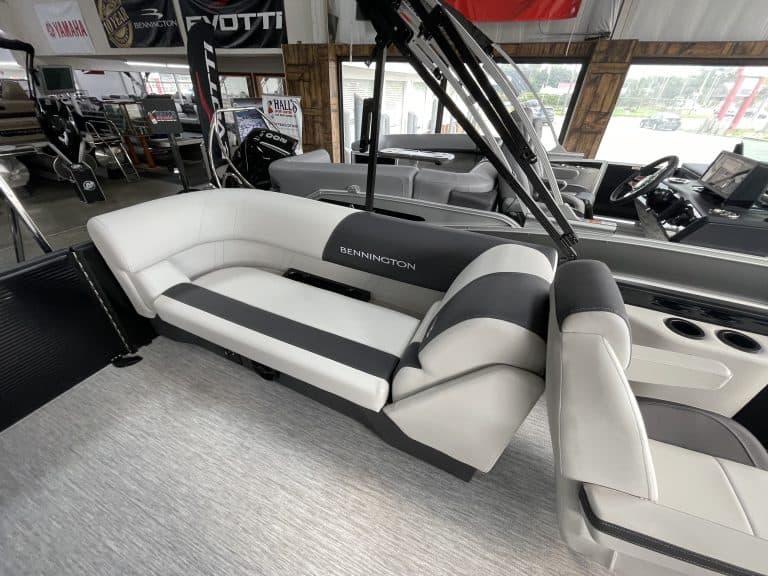 Bennington pontoon boat displayed at Hall's Sport Center for sale or demo.