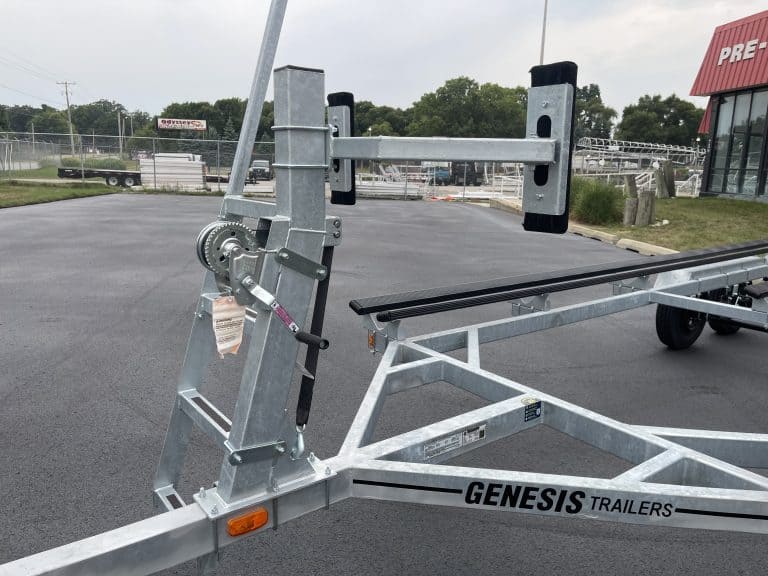 Genesis PF22T boat trailer with adjustable support and winch system.
