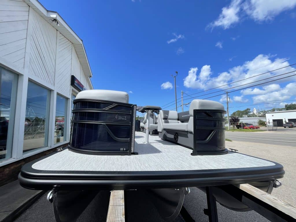 Bennington 22S1 SSR pontoon boat on display at Hall's Sport Center.
