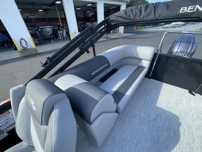 Bennington 22S1 SSR pontoon boat with seating and canopy.