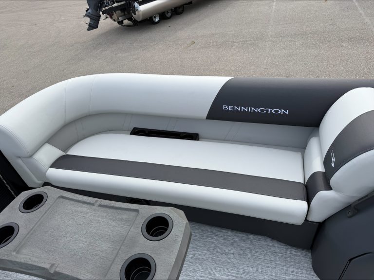 Bennington boat with seating at Hall's Sport Center.
