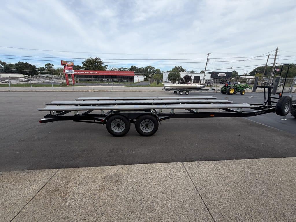 Heavy-duty trailer for transporting boats or equipment at Hall's Sport Center.
